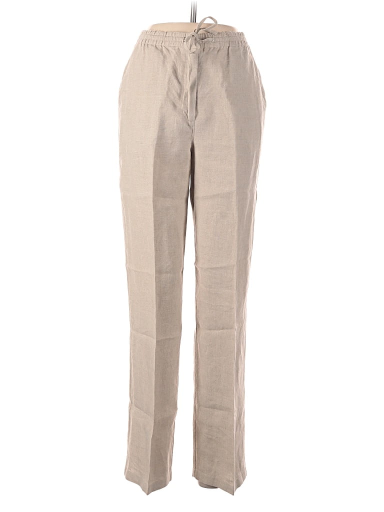 Pre-owned Petite Sophisticate Linen Pants In Brown