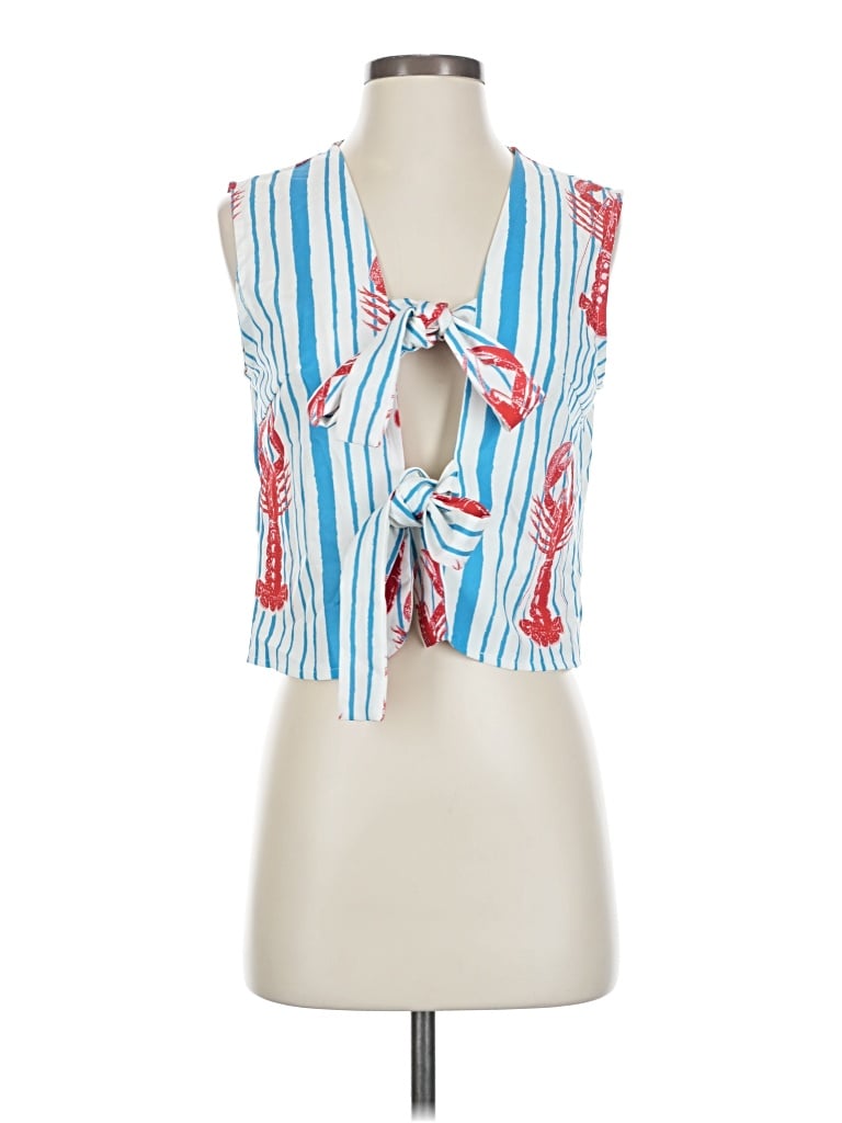 Pre-owned Shein Sleeveless Blouse In Blue