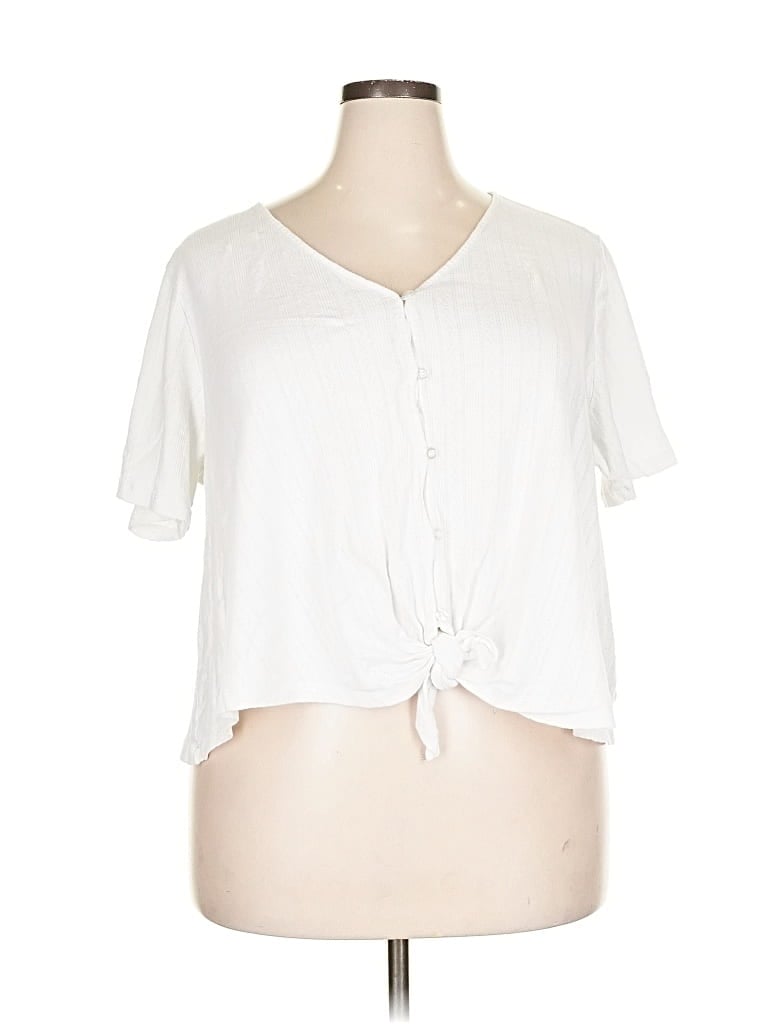 Pre-owned Sanctuary Short Sleeve Henley Shirt In White