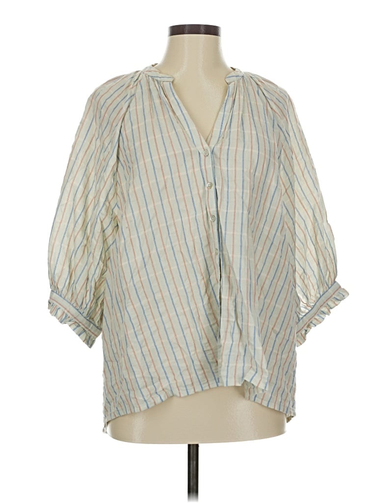 Pre-owned Fat Face 3/4 Sleeve Blouse In Blue