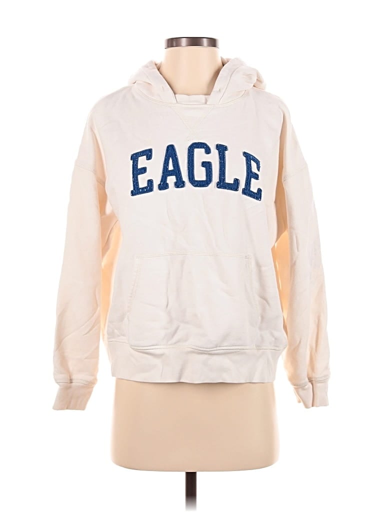 Pre-owned American Eagle Outfitters Pullover Hoodie In White