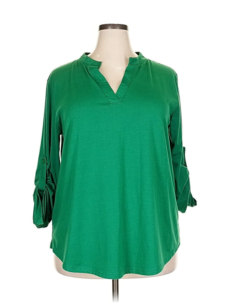 Pre-owned Assorted Brands 3/4 Sleeve Blouse In Green
