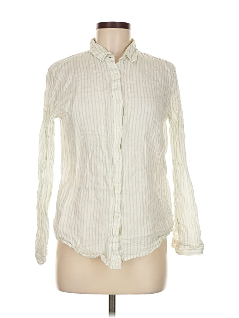 Pre-owned Uniqlo Long Sleeve Button Down Shirt In White
