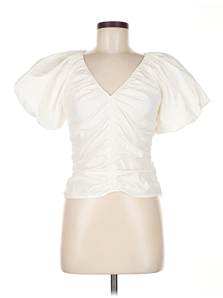Pre-owned Reformation Short Sleeve Blouse In White