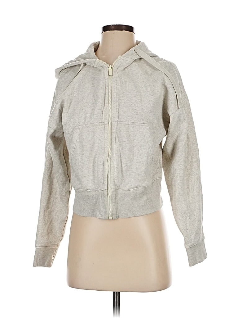 Pre-owned Calvin Klein Zip Up Hoodie In Silver