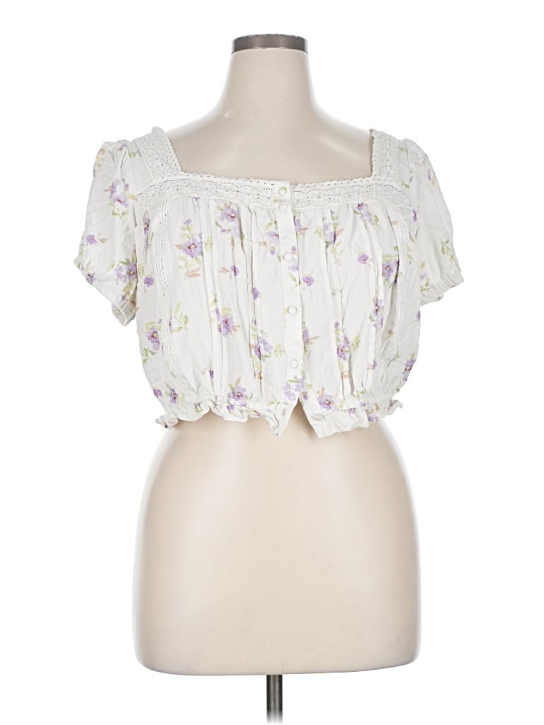 AND NOW THIS Pre-owned Short Sleeve Blouse In White