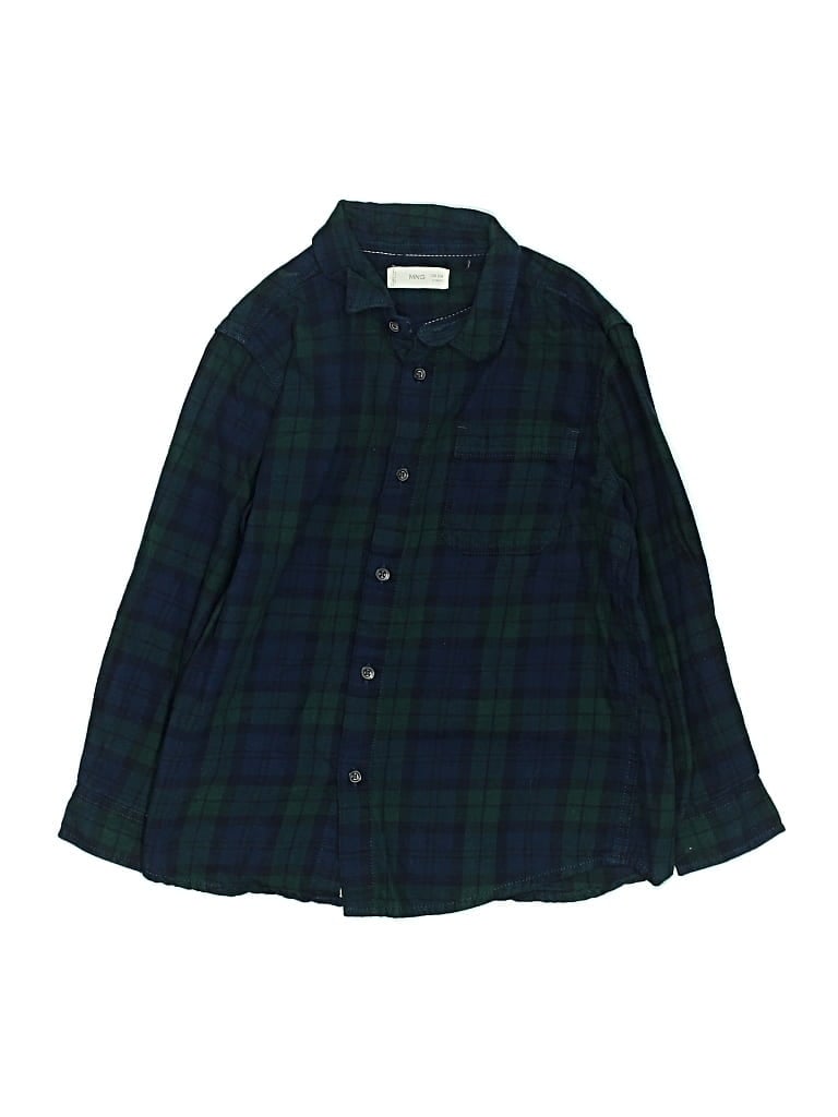 Pre-owned Mng Kids' Long Sleeve Button Down Shirt In Green
