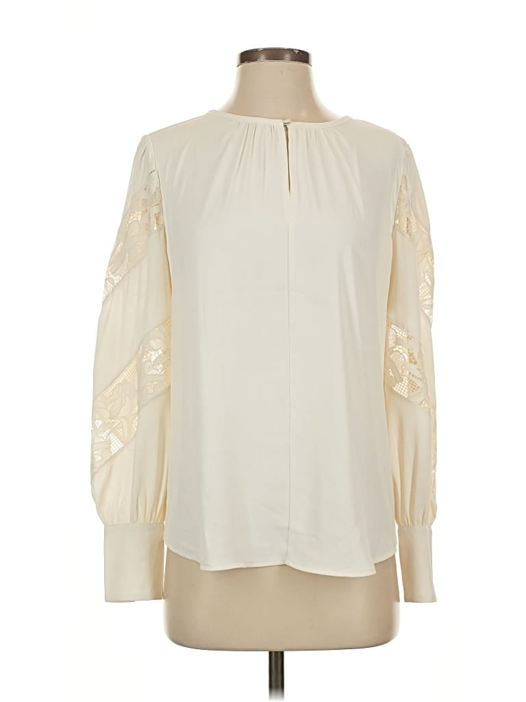 Pre-owned Ann Taylor Long Sleeve Blouse In White