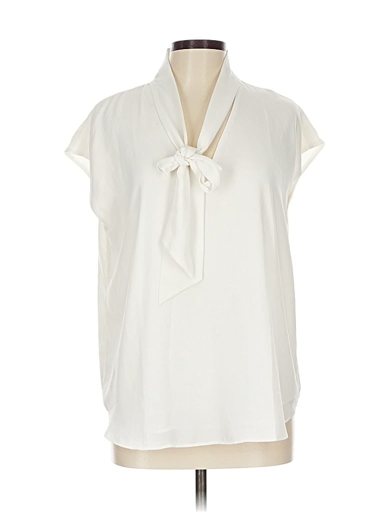 Pre-owned Ann Taylor Short Sleeve Blouse In White