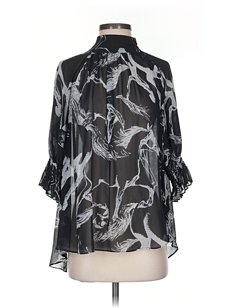 Pre-owned Adam Lippes 3/4 Sleeve Blouse In Black