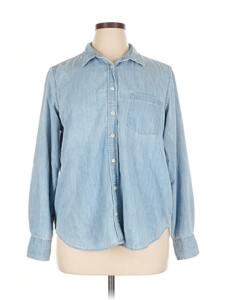 Pre-owned Gap Long Sleeve Button Down Shirt In Blue