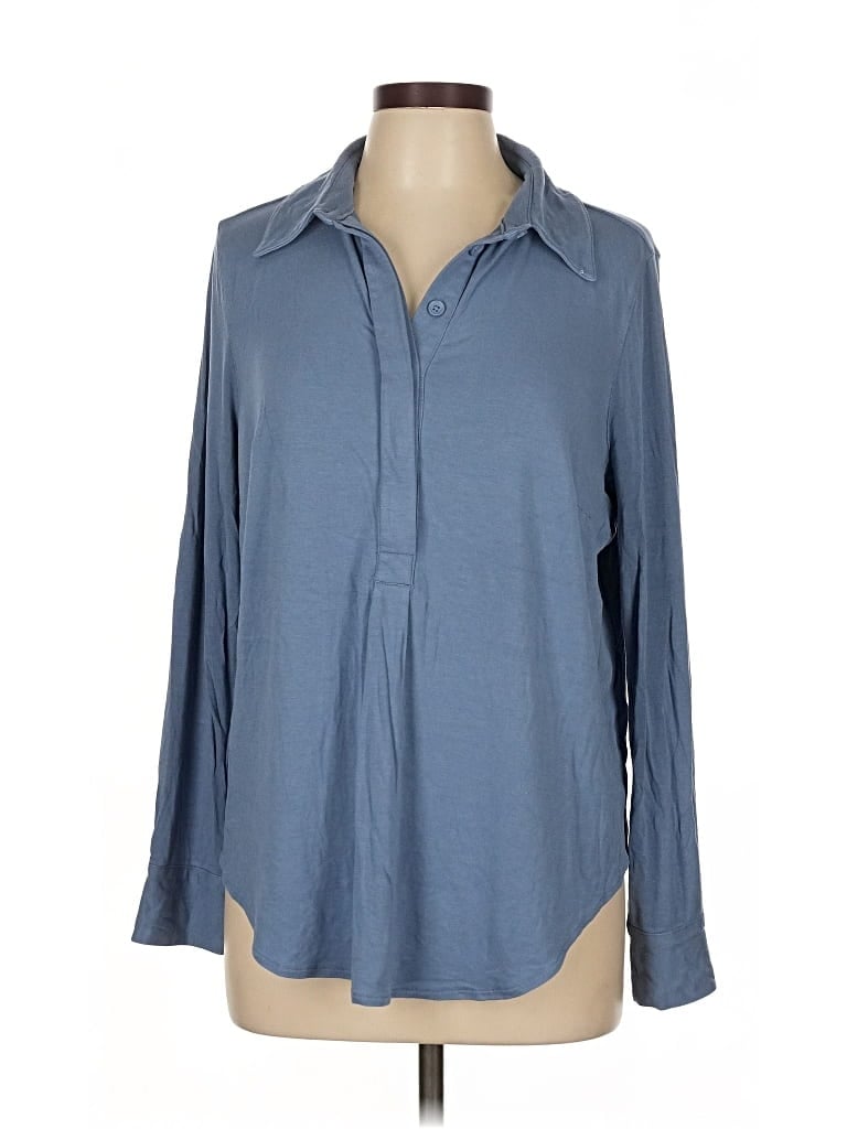 Pre-owned Universal Standard Long Sleeve Polo Shirt In Blue