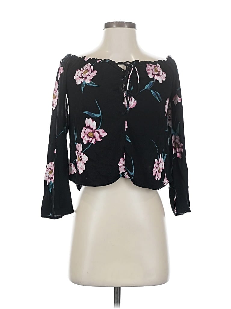 Pre-owned Kendall & Kylie 3/4 Sleeve Blouse In Black