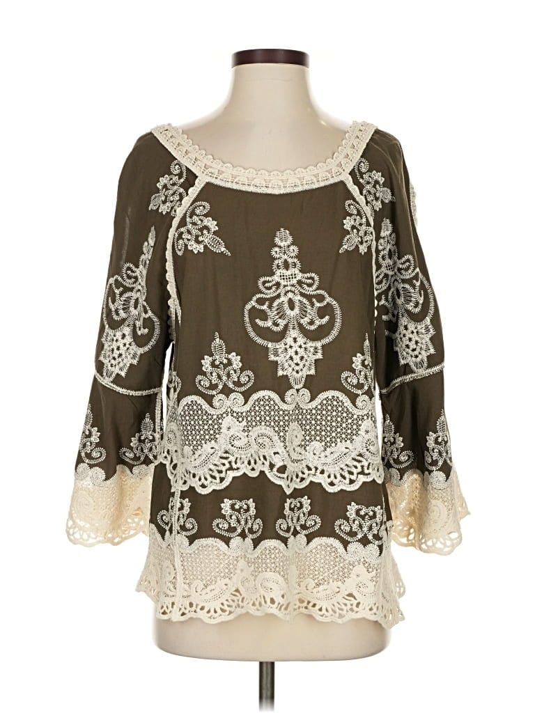 Pre-owned Democracy 3/4 Sleeve Blouse In Brown