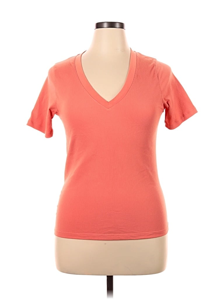Pre-owned Athleta Short Sleeve Top Orange V Neck Tops