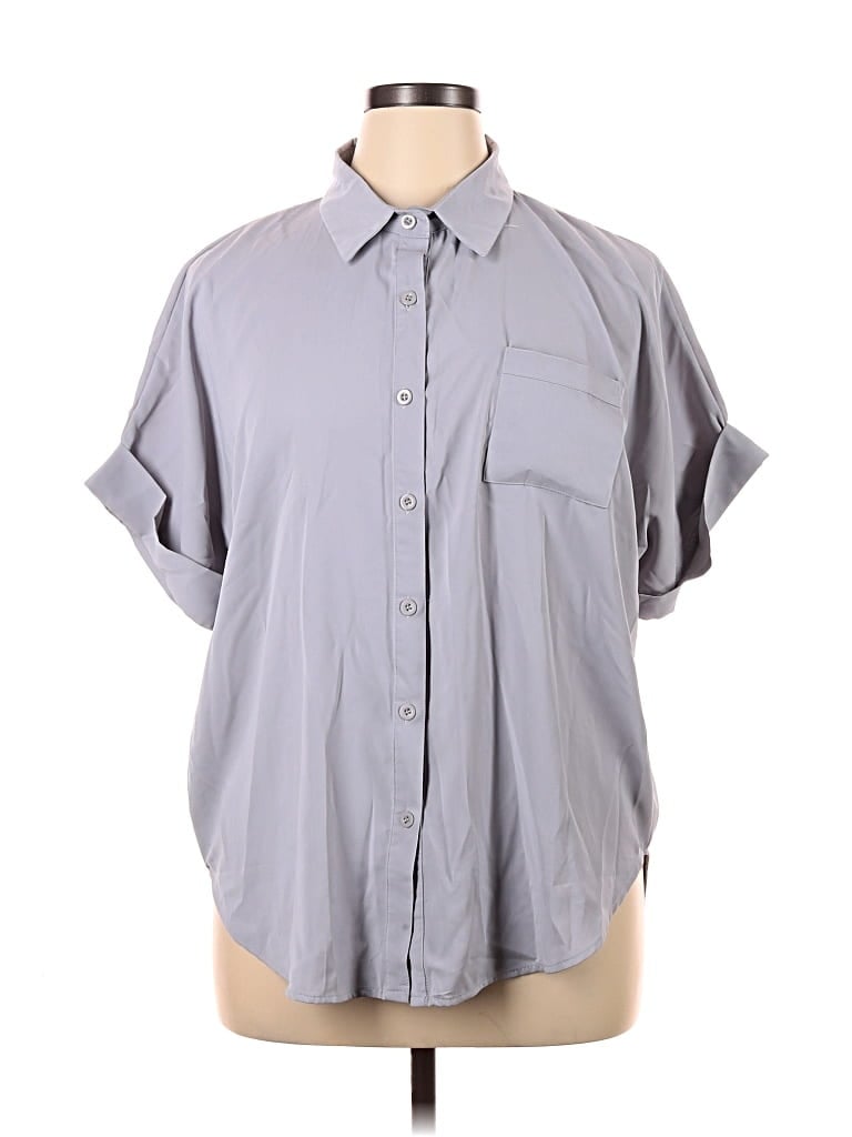 Pre-owned Assorted Brands Short Sleeve Blouse In Gray