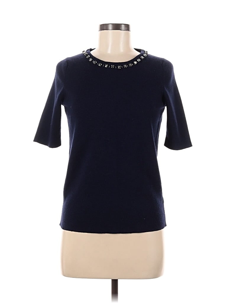 Pre-owned Talbots Wool Cardigan Sweater In Blue