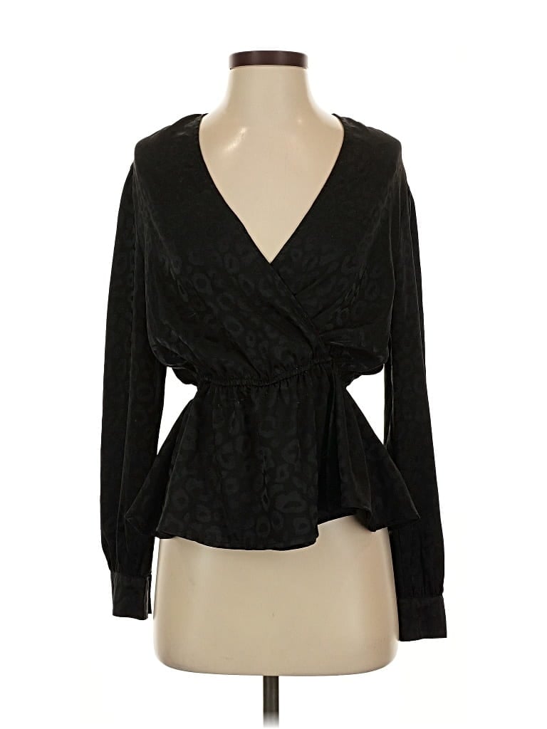 Pre-owned Self Esteem Long Sleeve Blouse In Black