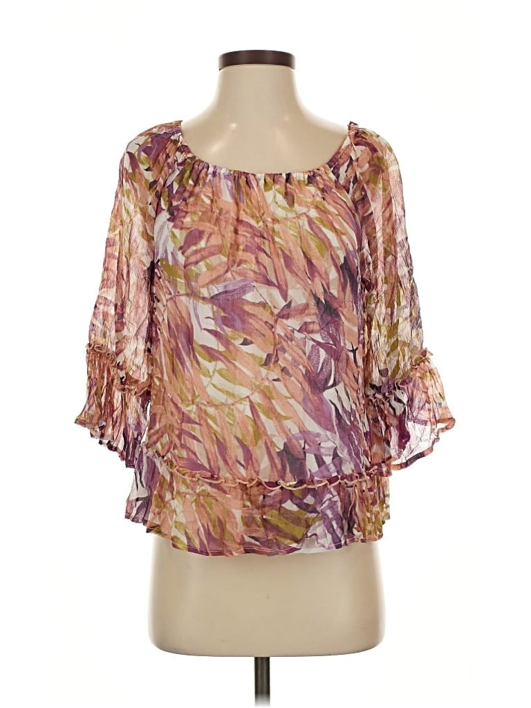 Pre-owned Lucky Brand 3/4 Sleeve Blouse In Purple