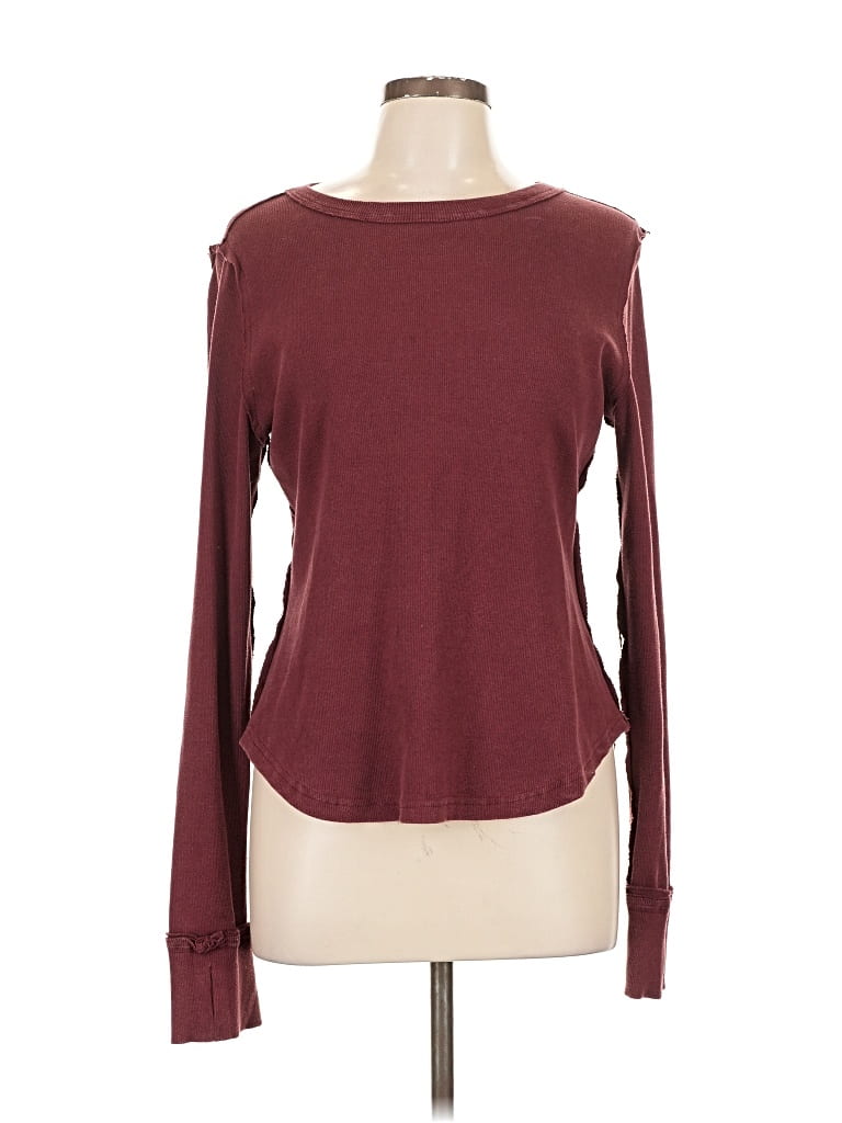 Pre-owned Unbranded Long Sleeve T-shirt In Burgundy