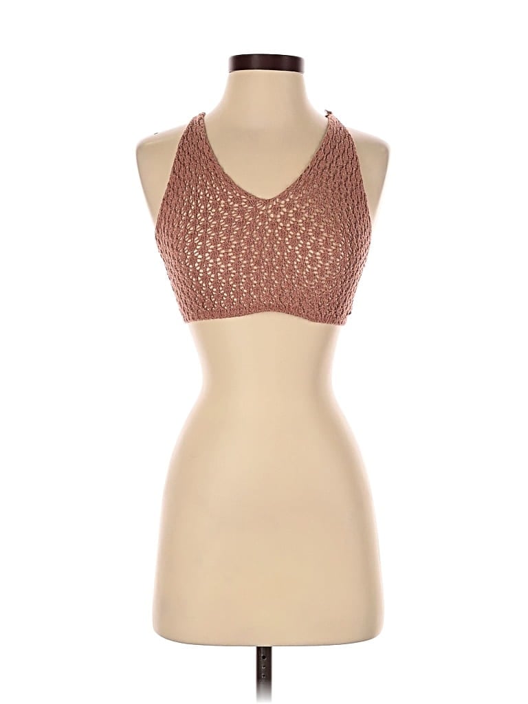 Prettylittlething Sleeveless Top Brown Halter Neckline Tops