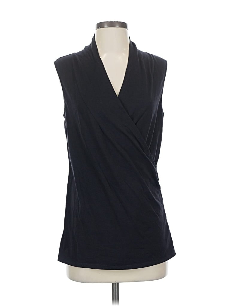 Pre-owned Garnet Hill Sleeveless Blouse In Black