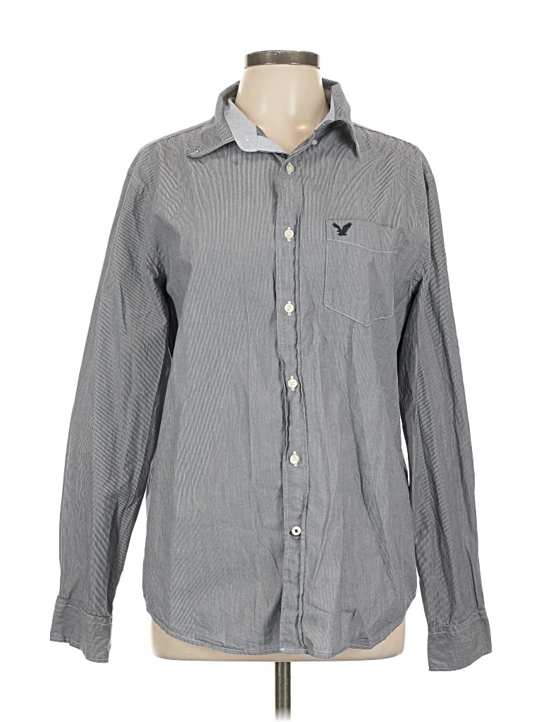 Pre-owned American Eagle Outfitters Long Sleeve Button Down Shirt In Gray