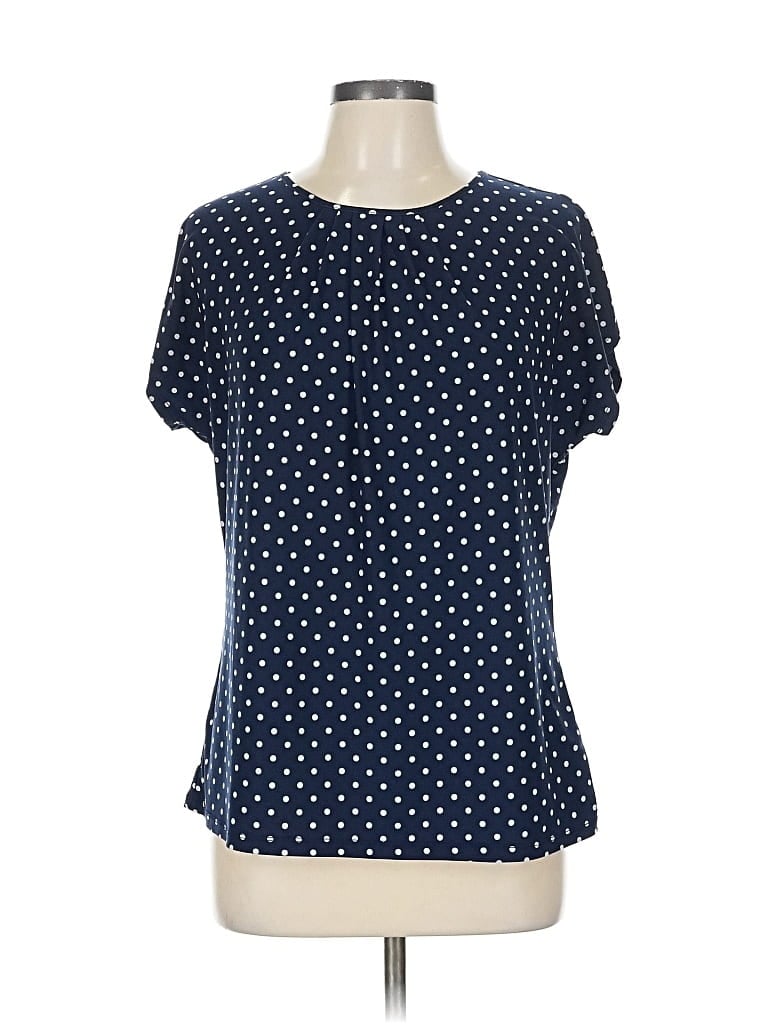 Pre-owned Chaps Short Sleeve Blouse In Blue