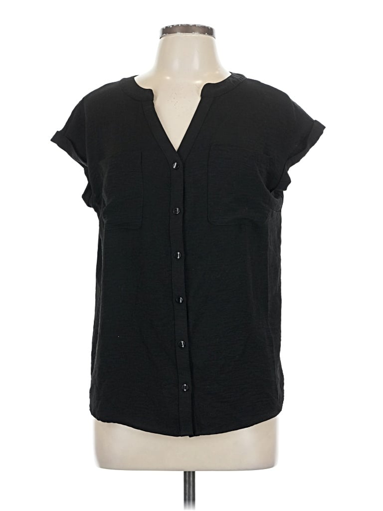 Pre-owned Fortune + Ivy Short Sleeve Blouse In Black