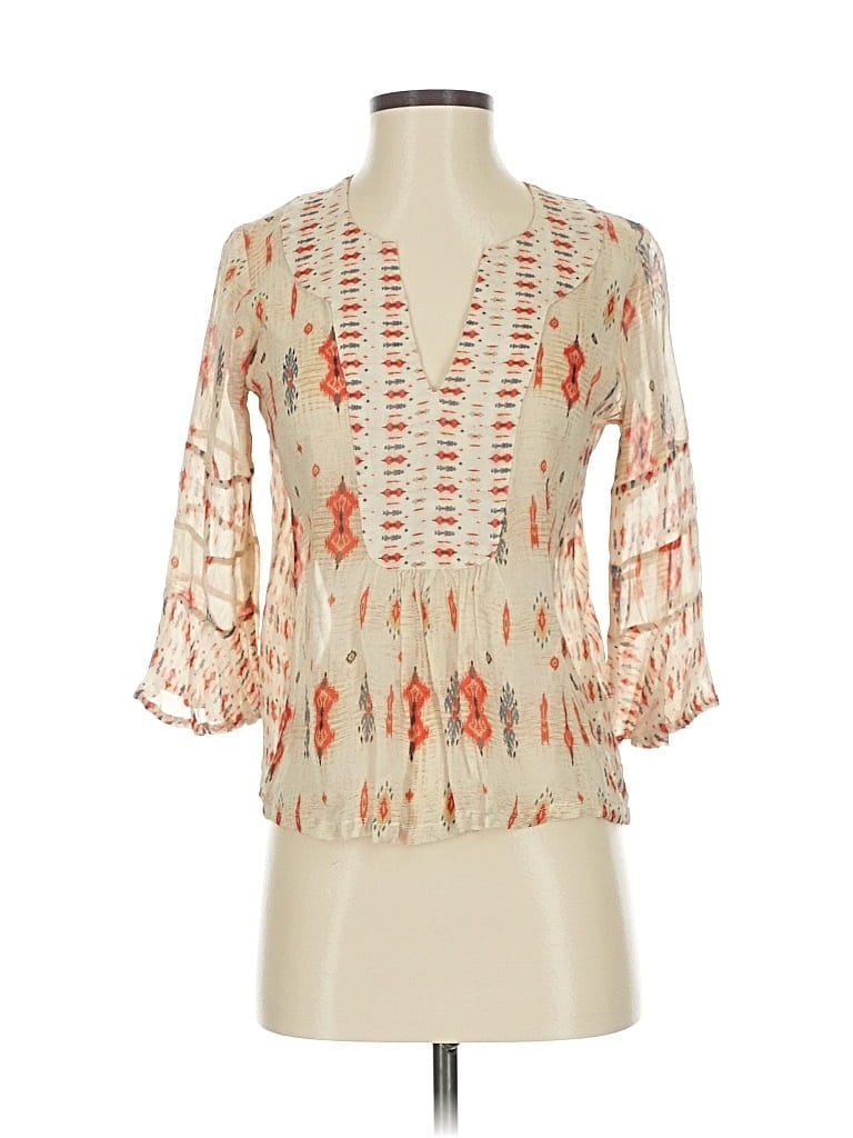 Pre-owned Lucky Brand 3/4 Sleeve Blouse In White