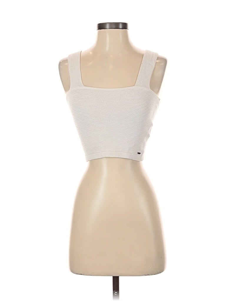 Pre-owned Hollister Sleeveless Top Ivory Sweetheart Neckline Tops In White