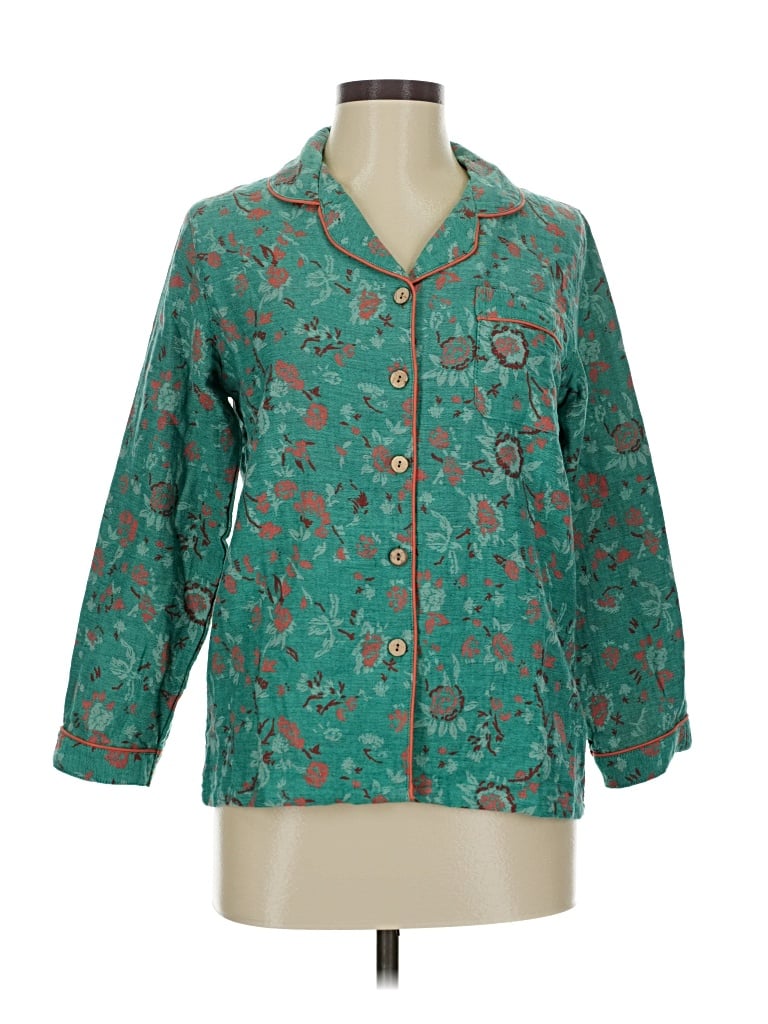 Assorted Brands 3/4 Sleeve Button Down Shirt In Blue