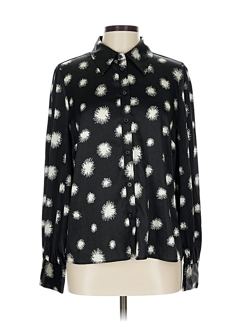 Pre-owned Who What Wear Long Sleeve Blouse In Black