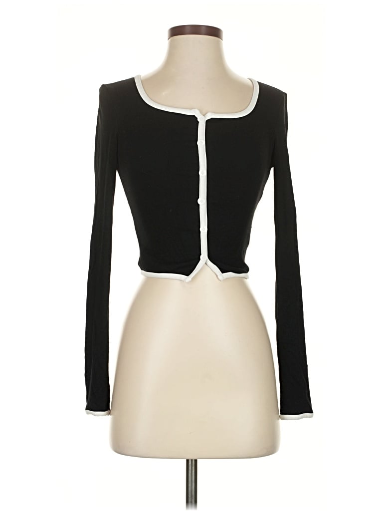 Pre-owned Commense Long Sleeve Top Black Sweetheart Neckline Tops