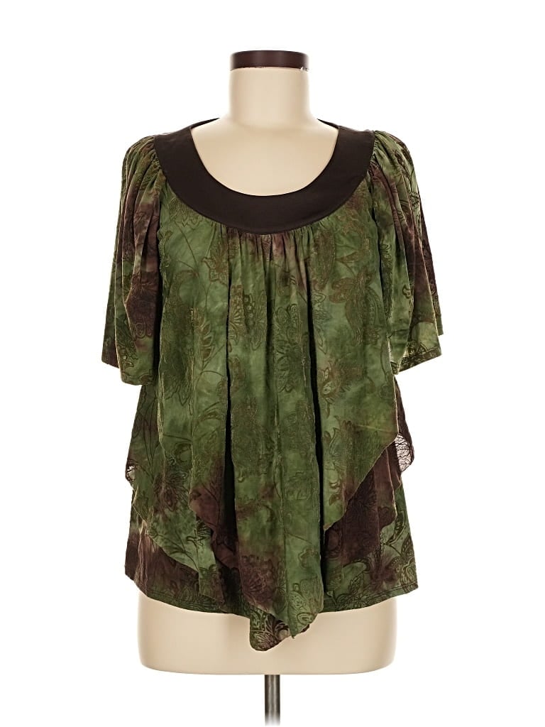 DRESSBARN Pre-owned Short Sleeve Blouse In Green