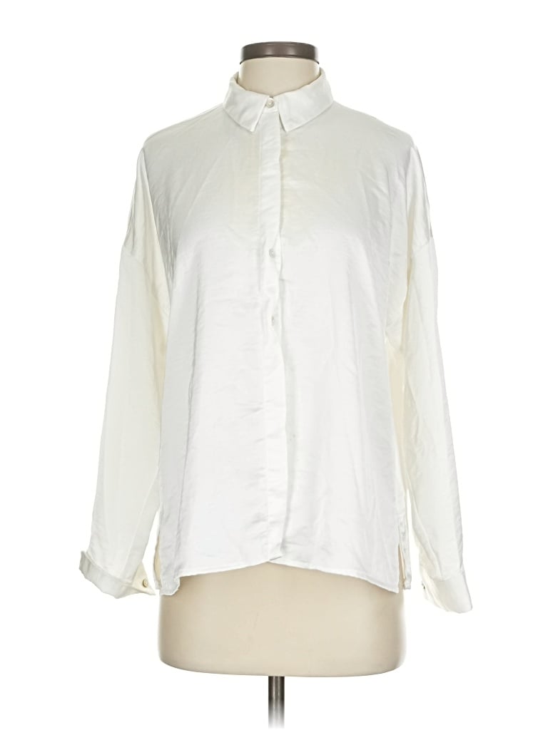 Pre-owned Zara Long Sleeve Blouse In White