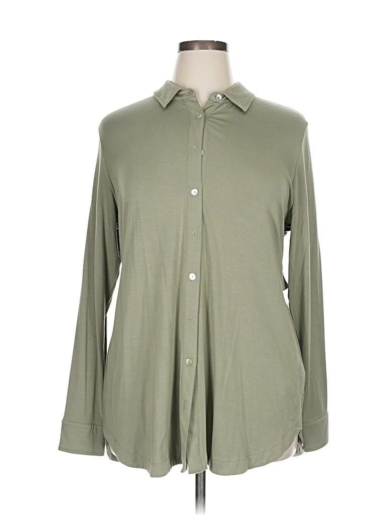 Pre-owned Soft Surroundings Long Sleeve Button Down Shirt In Green