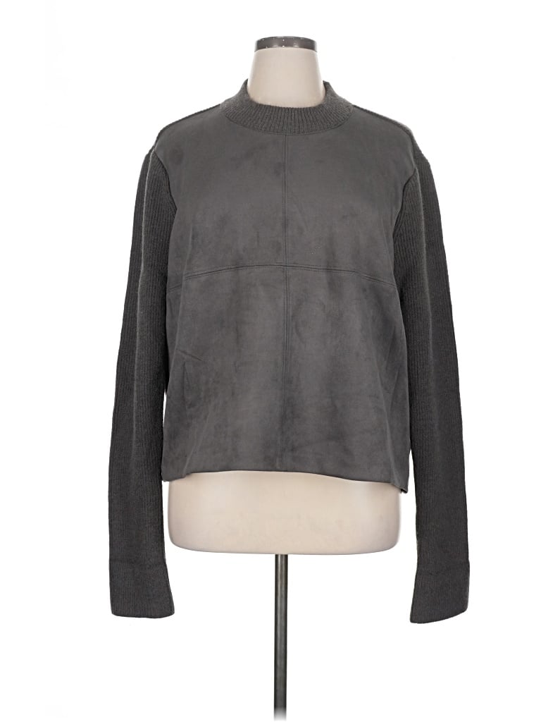 Pre-owned Ann Taylor Fleece Jacket In Gray