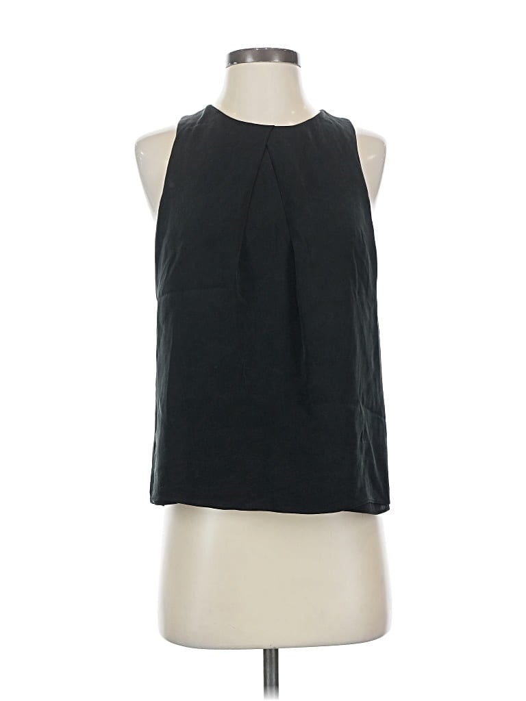 Pre-owned Parker Sleeveless Silk Top Black Halter Neckline Tops