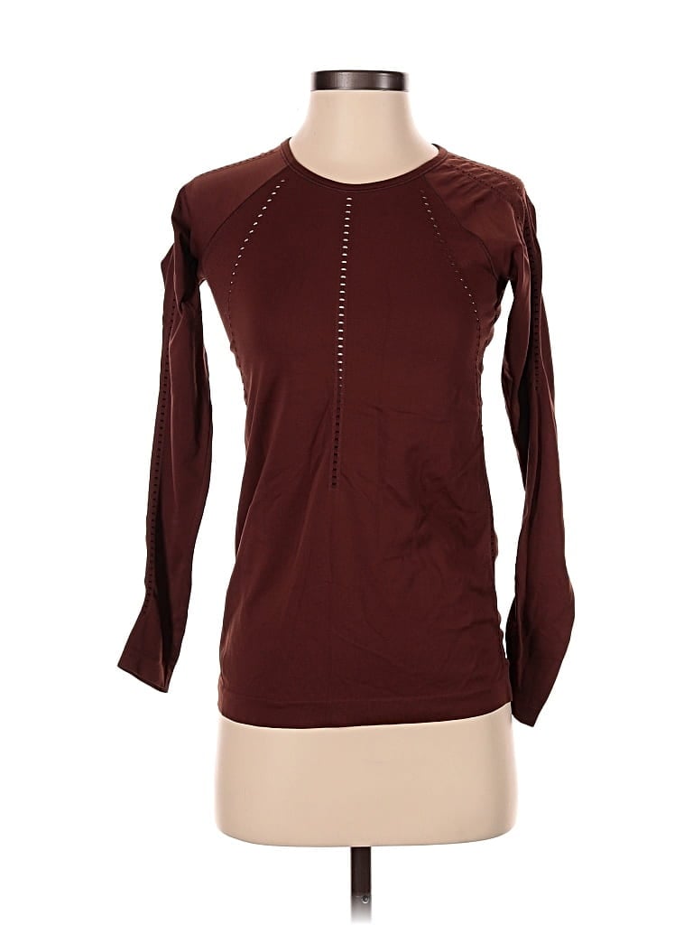 Pre-owned Athleta 3/4 Sleeve T-shirt In Brown