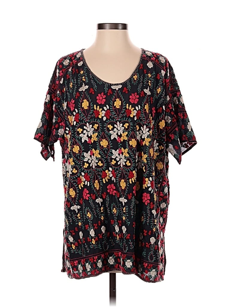 Pre-owned Johnny Was 3/4 Sleeve Blouse In Black