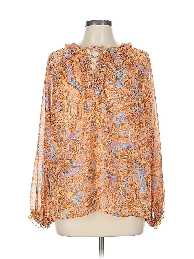 Pre-owned Democracy Long Sleeve Blouse In Orange