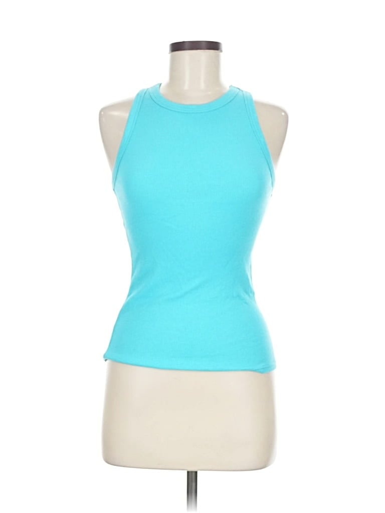 Pre-owned A New Day Tank Top Teal Halter Neckline Tops In Blue