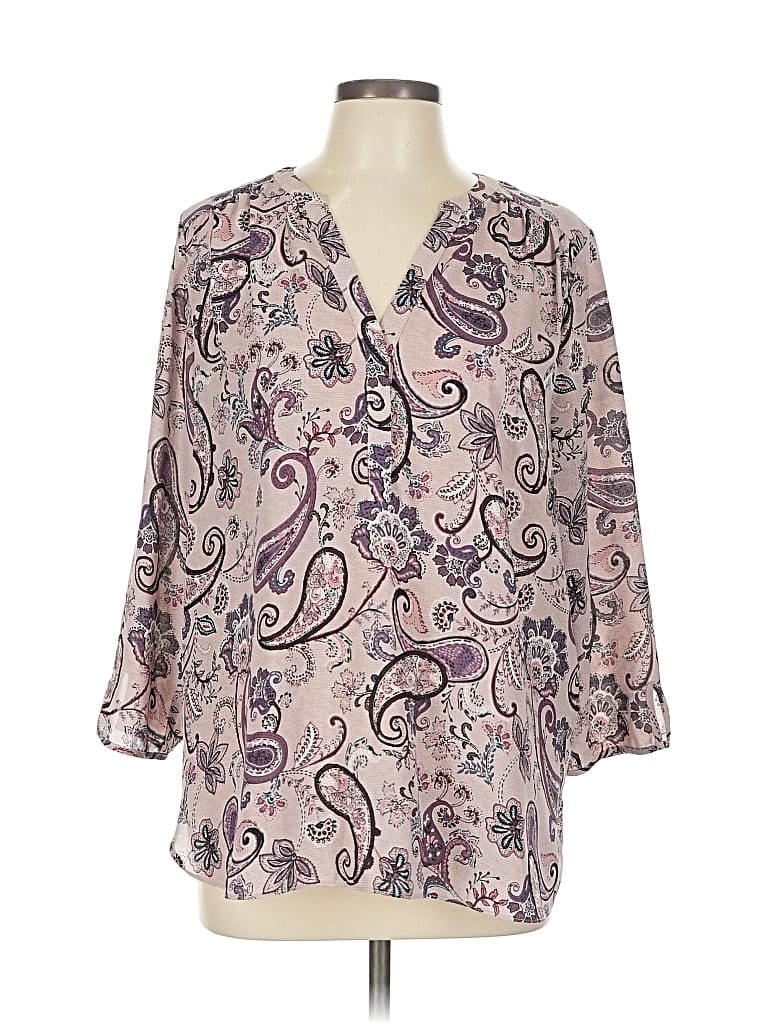 Pre-owned Nydj 3/4 Sleeve Blouse In Purple