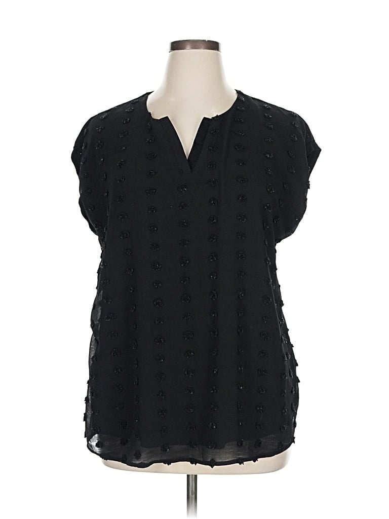 Pre-owned Papermoon Short Sleeve Blouse In Black