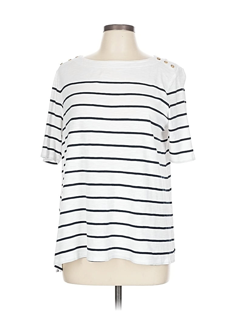 Pre-owned Jjill 3/4 Sleeve T-shirt In White