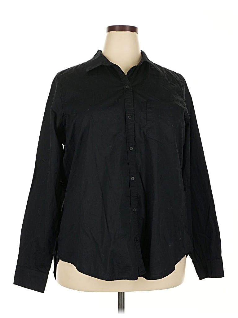 Pre-owned Old Navy Long Sleeve Button Down Shirt In Black