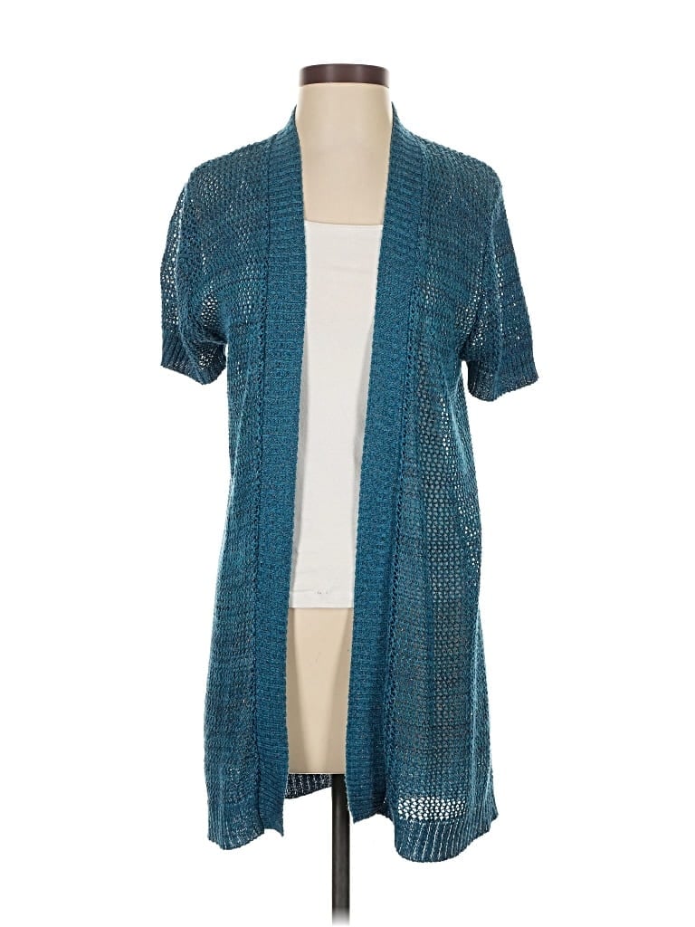 Pre-owned August Silk Cardigan Sweater In Blue