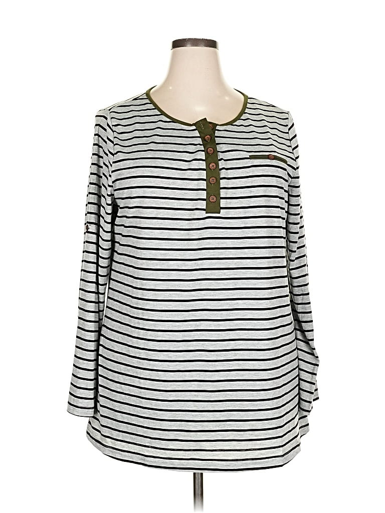 BLOOMCHIC Pre-owned Long Sleeve Henley Shirt In Gray