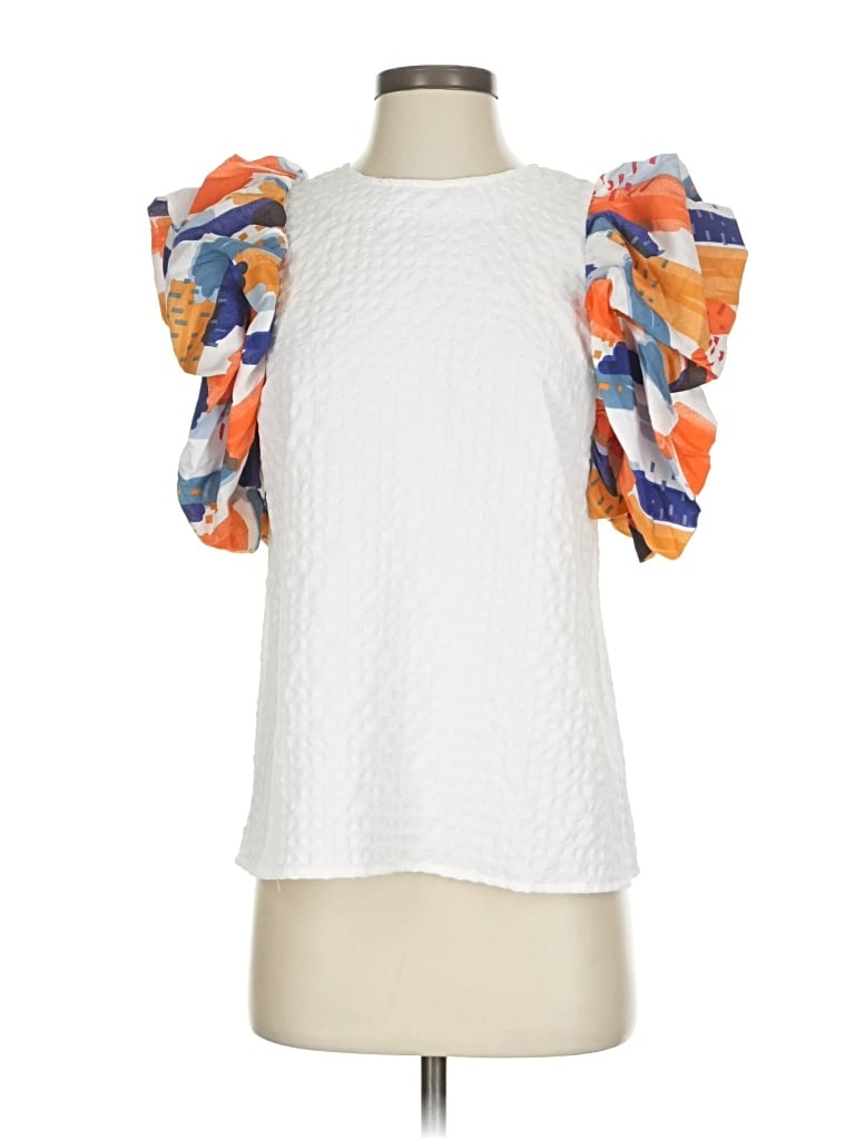 Pre-owned Thml Short Sleeve Blouse In White